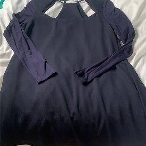 Navy long sleeve dress with cutouts